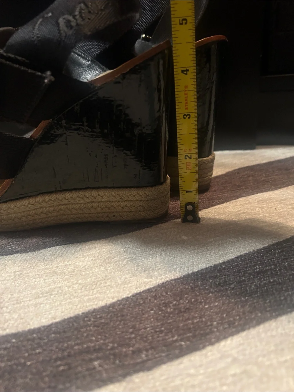 Coach Black Strappy Espadrille Wedge Sandals